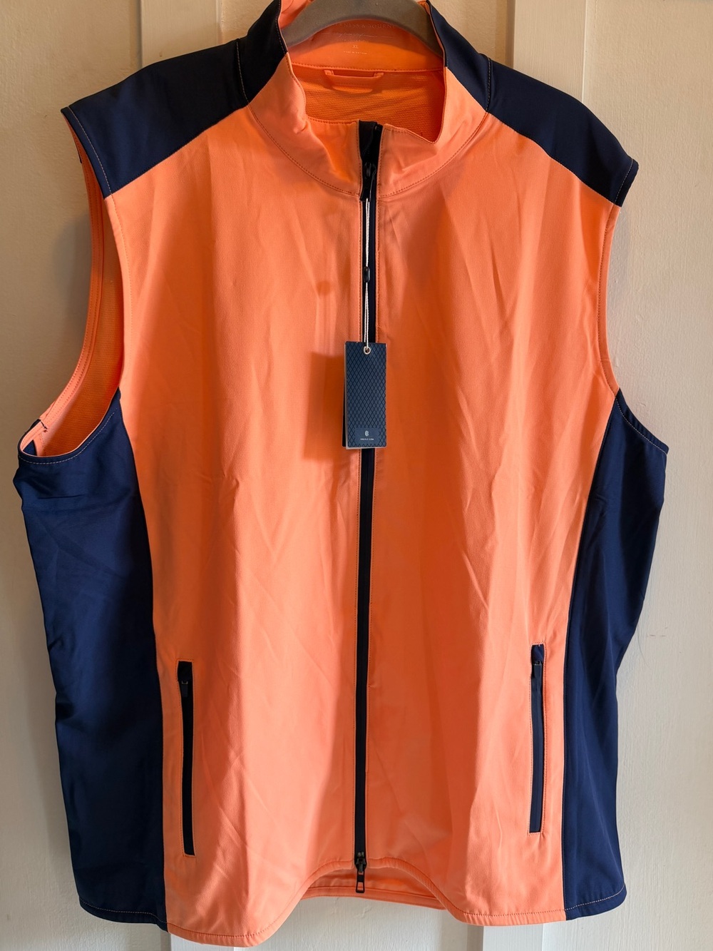 Men's Holderness & Bourne "The Hayes" Performance Golf Vest in Sunset Orange - Picture 2 of 5